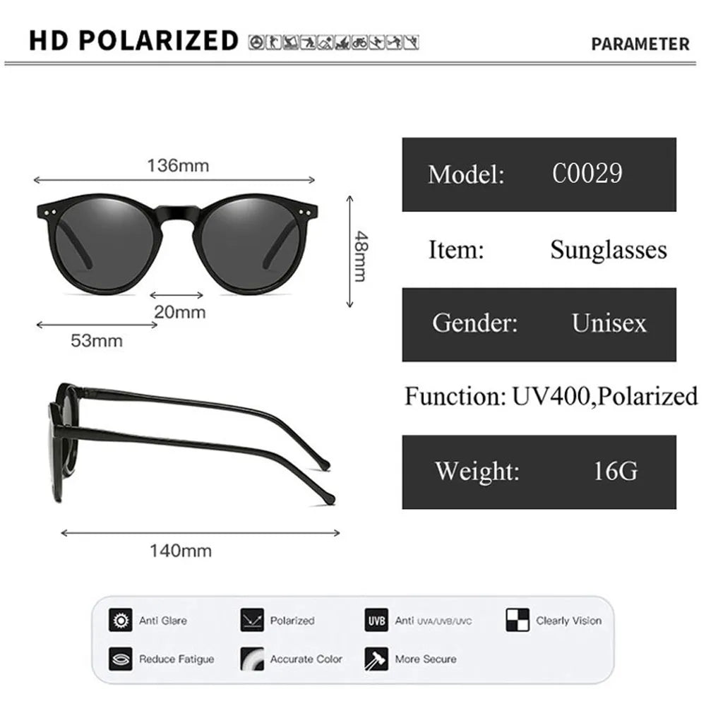 Polarized Sunglasses Men / Women Retro Round Vintage  Sun Glasses UV400