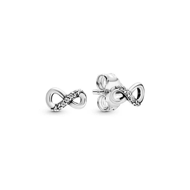 100%925 Pure Silver Classic Water-Drop Heart-Shaped Round Stud