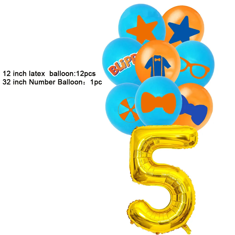 Bli-Ppi-Toy Theme Party Supplies Disposable Set Background Balloon Banner