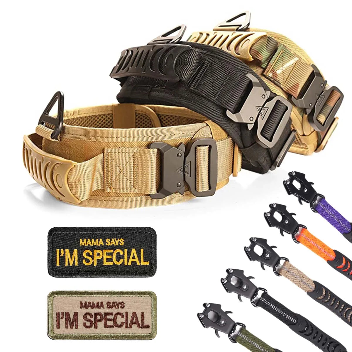 Military-Grade Tactical Dog Collar with Handle Heavy Duty Collar for Medium and Large Dogs Provides Ultimate Control