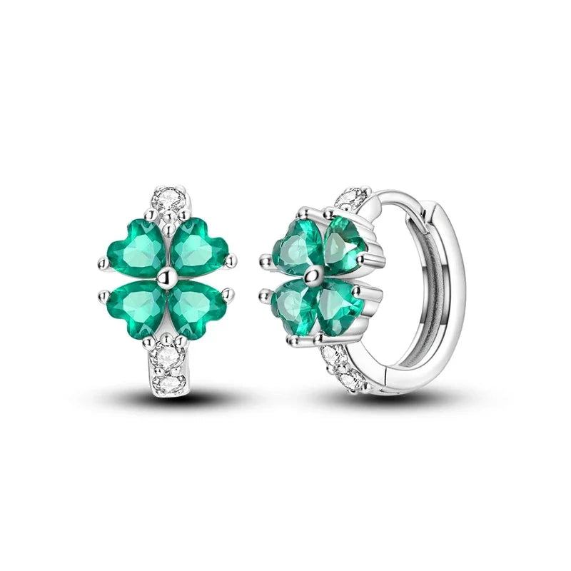 Romantic Heart Shapen Girl Earrings 925 Silver Rainbow Heart Hoop Earring Silver Jewelry Gift