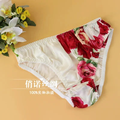 Lingerie Mid Rise 100% Natural Silk Briefs Mulberry Silk Panties Women's Underwear