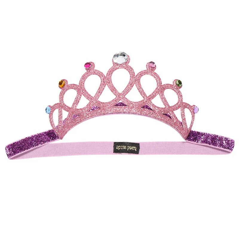 Child Rhinestones Princess Headband Elastic Hair Crown Tiara Accessories Hair Band Accessory Gift