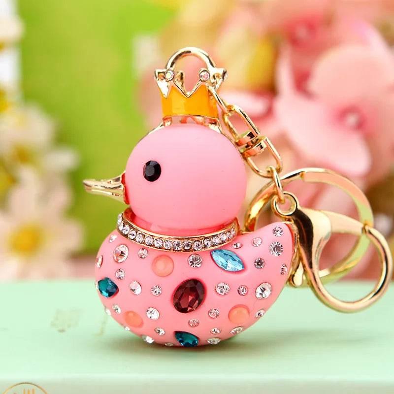Duck Rhinestone Keychain Charm Pendant