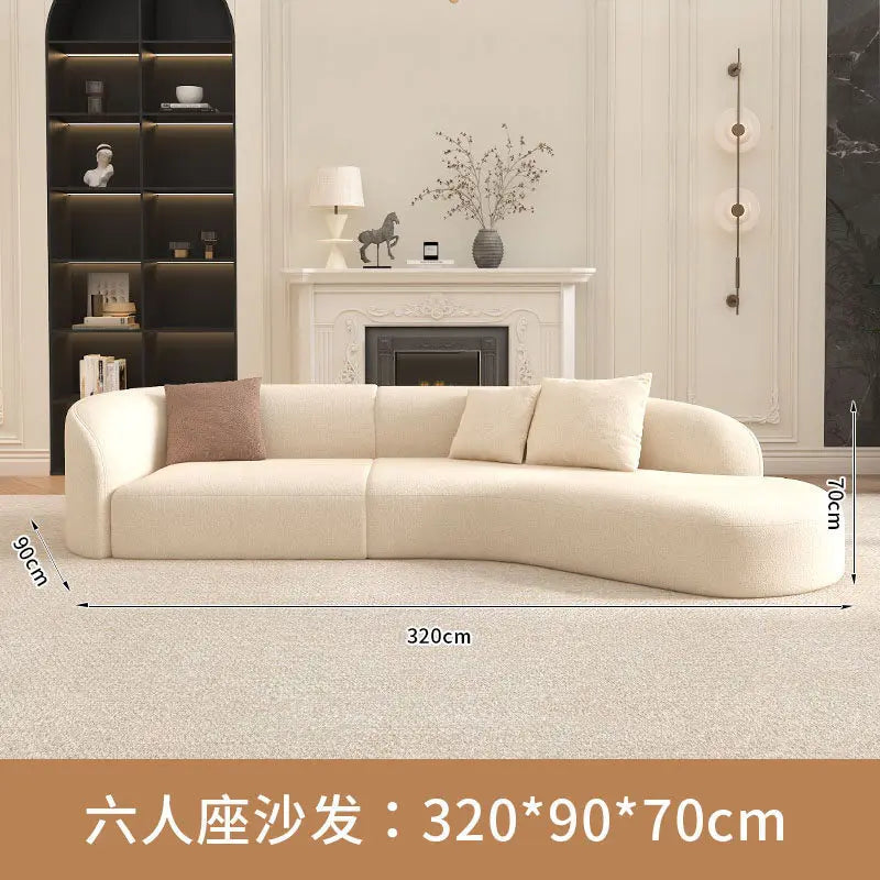 for Nordic Fabric Sofa Living Room Home Light Luxury Curved Large Sofa White Beauty Salon Hotel Lounge Sofa Chair