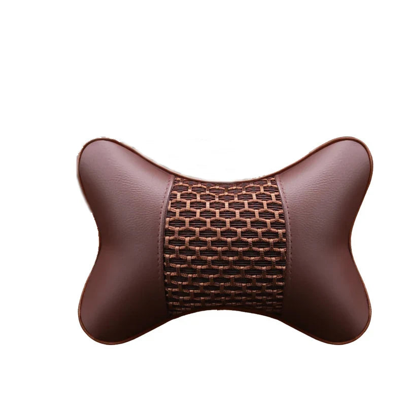 Car Neck Pillows Both Side Pu Leather 1pcs Pack Headrest For Head Pain Relief Filled Fiber Universal Car Headrest Pillow