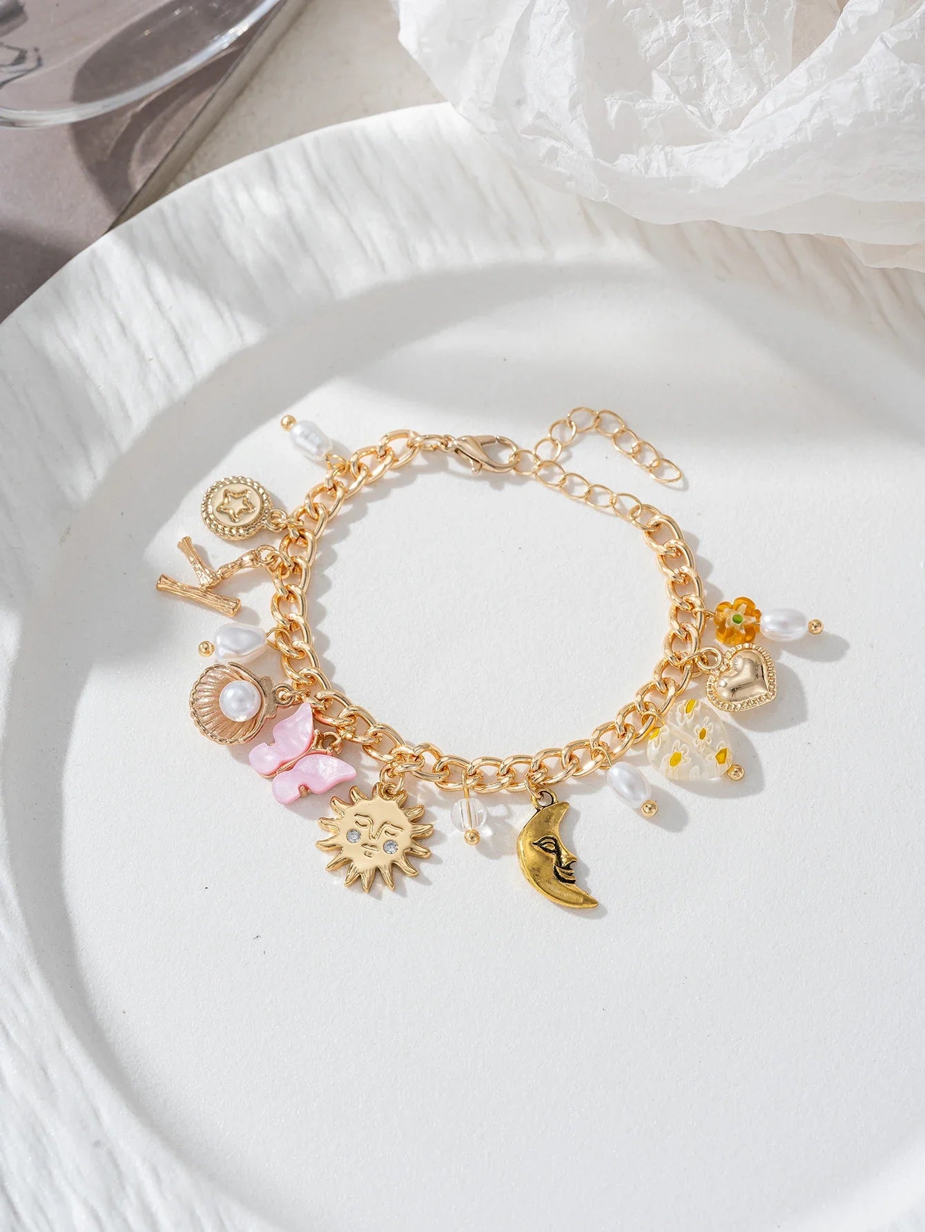 Charm Exquisite Shell Sun Moon Flower Pendant Women's Bracelet Banquet Jewelry