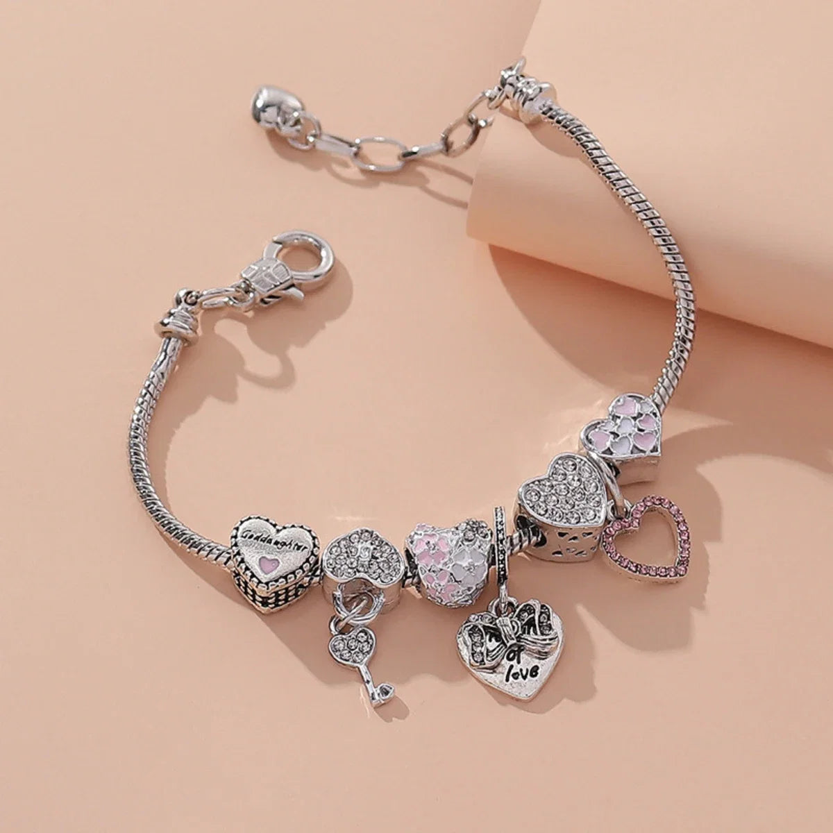 Bohemian Pink Cherry Blossom Love Bracelet Pendant Bead Design Summer