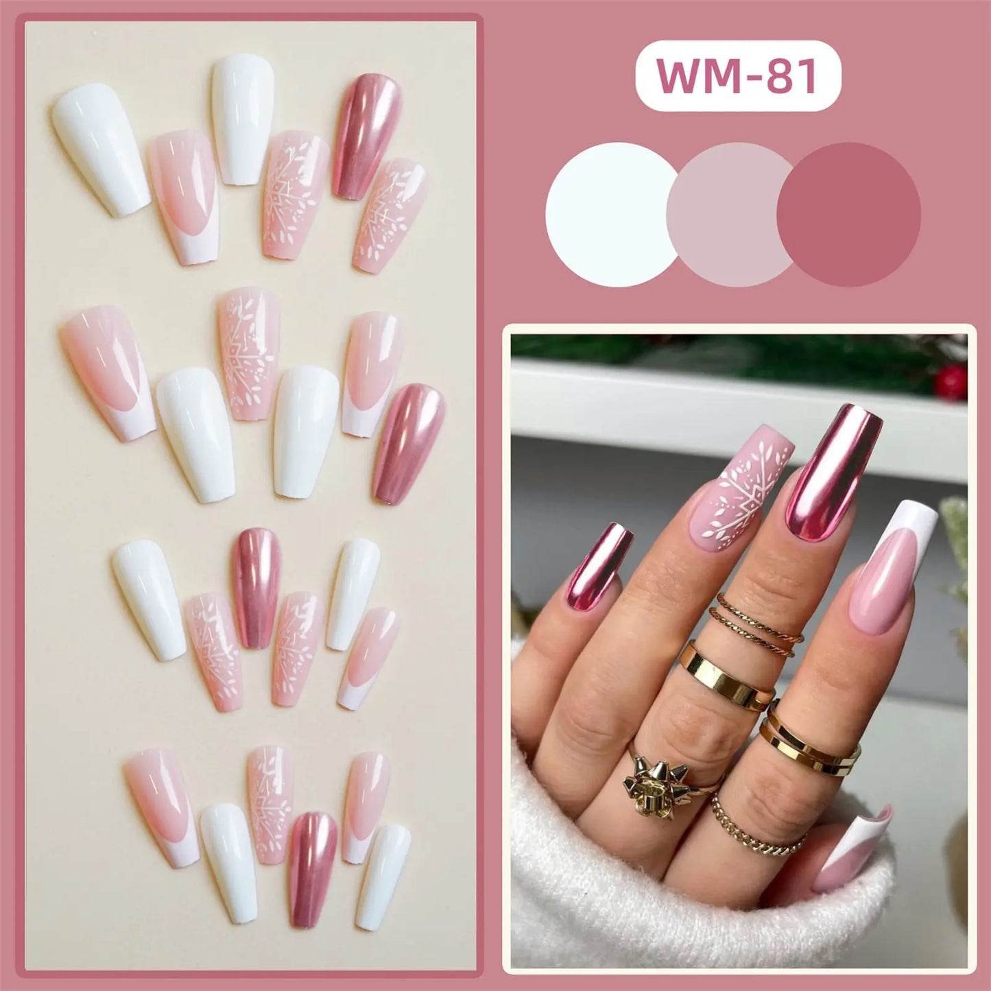 Christmas Pattern Press-on Nails Ultra-flexible Long Lasting Fake Nails for Nail Decoration Nail Art