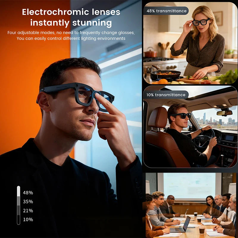 2026 Smart Glasses, HD Photo Video Open AI Record, Translation, Touch Photochromic Lenses, Bluetooth Call ,Music Multifunction Glasses.