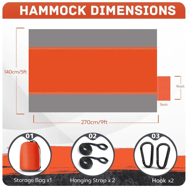 Camping Hammock Lightweight, Portable Hammocks Parachute Hammock with Two Tree Straps, Single or Double Travel Camping Hammocks