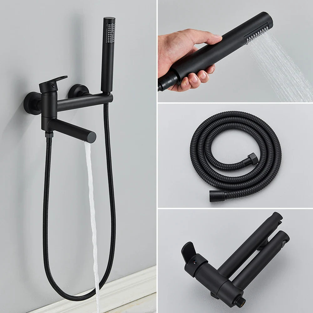 Uythner Bathtub Faucet With Hand Sprayer Shower Faucet Wall Mount Hot Cold Water Mixer For Bathroom Bath Shower Set System