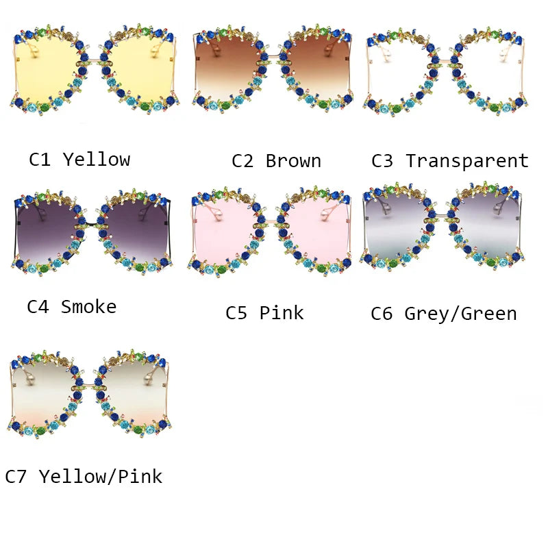 Alloy Oversized Cooling Pearl Sun Glasses Women UV400 2022 Flower Crystal Hip Hop Steampunk Queen Sunglasses  Luxury Brand