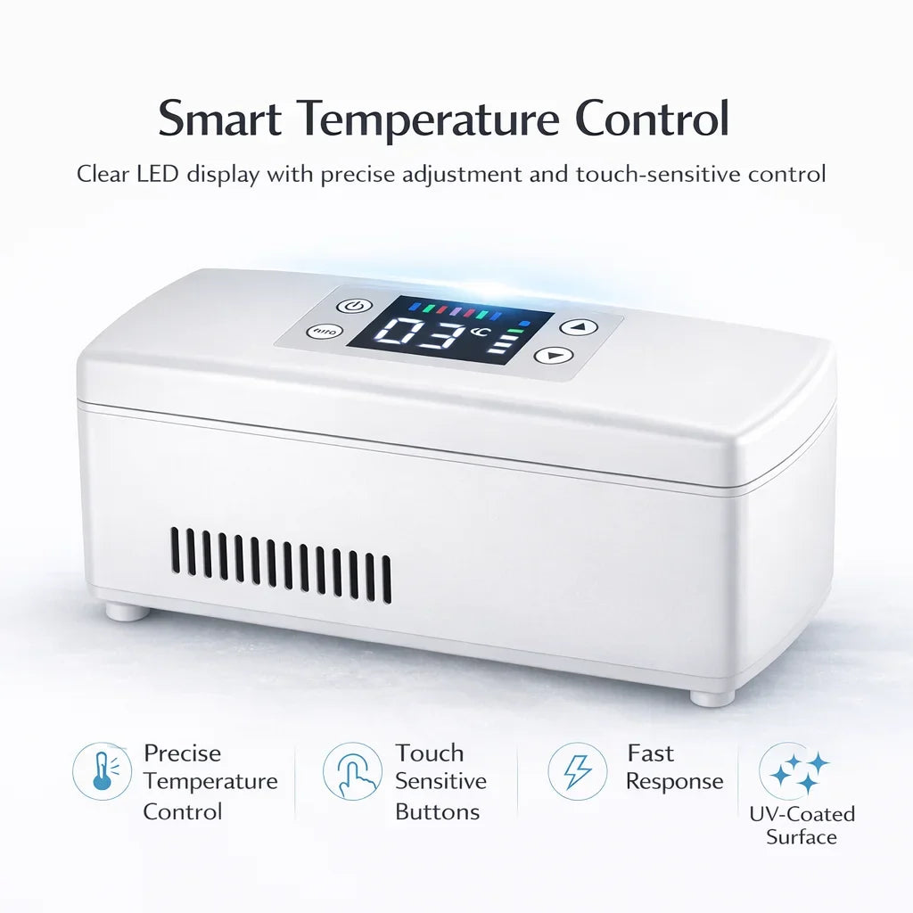 Portable Insulin Cooler Box 0-18°C Mini Fridge USB Rechargeable Travel Case with LCD Display 10200mAh