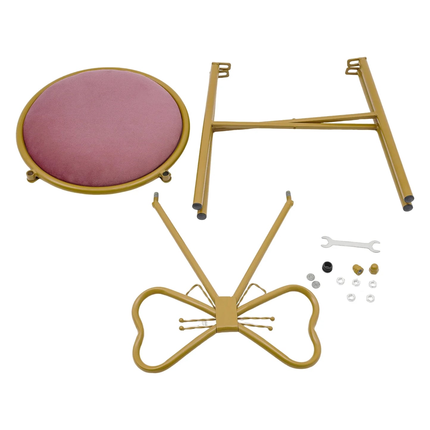 Bymaocar Deep Pink Makeup and Dressing Chair Weighing 220.46 Pounds with Bow Shaped Backrest for Restaurants,Nail Salons&Parties