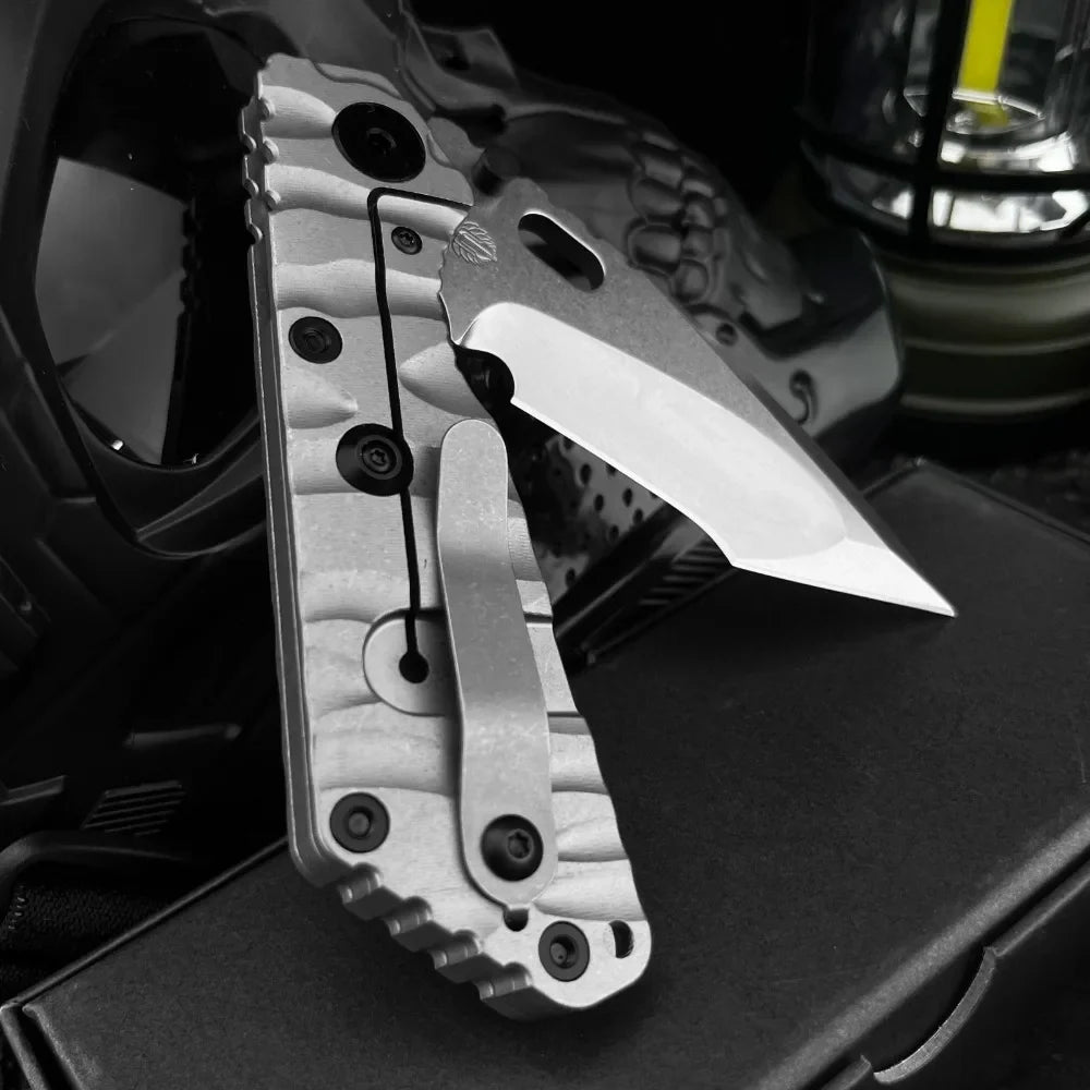High-strength Manual Folding Knife, 3.54-inch D2 Blade TC4 Titanium Alloy Handle, Compact Pocket EDC Tool for Outdoor Activities