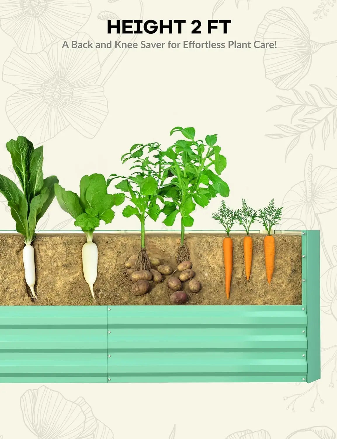 Galvanized Raised Garden Bed Deep Root Planter