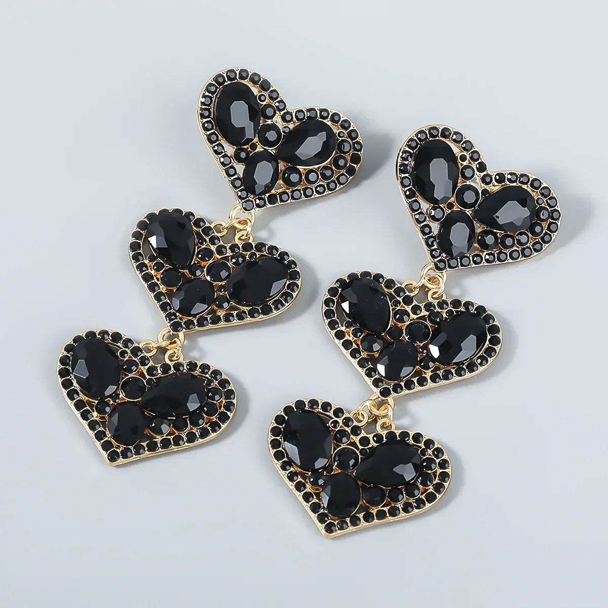 New Fashion women's Color Matching Big Rhinestone Love Heart-shaped Star Drop Earrings women's Jewelry Temperament Accessories