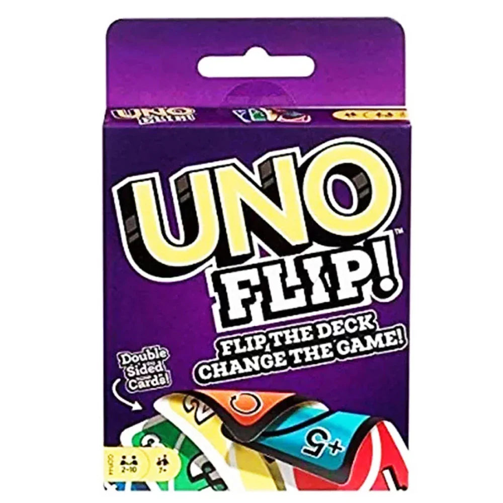 Mattel UNO FLIP! Games Family Funny Entertainment Board Game Fun Playing Cards Kids Toy Gift Box uno No Mercy Card Game Kids Toy