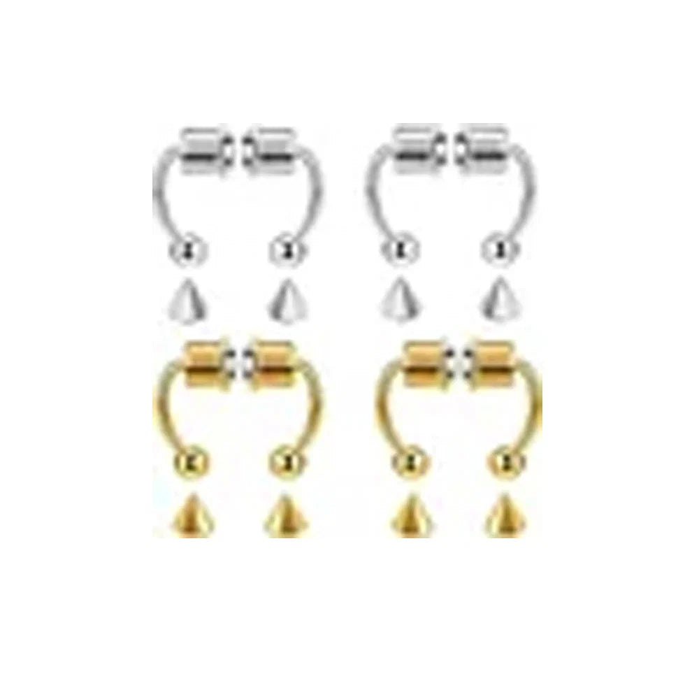 Women Fake Piercing Nose Ring Hoop Septum Non Piercing Nose Clip Rock HipHoop Stainless Steel Magnet Fashion Punk Body Jewelry
