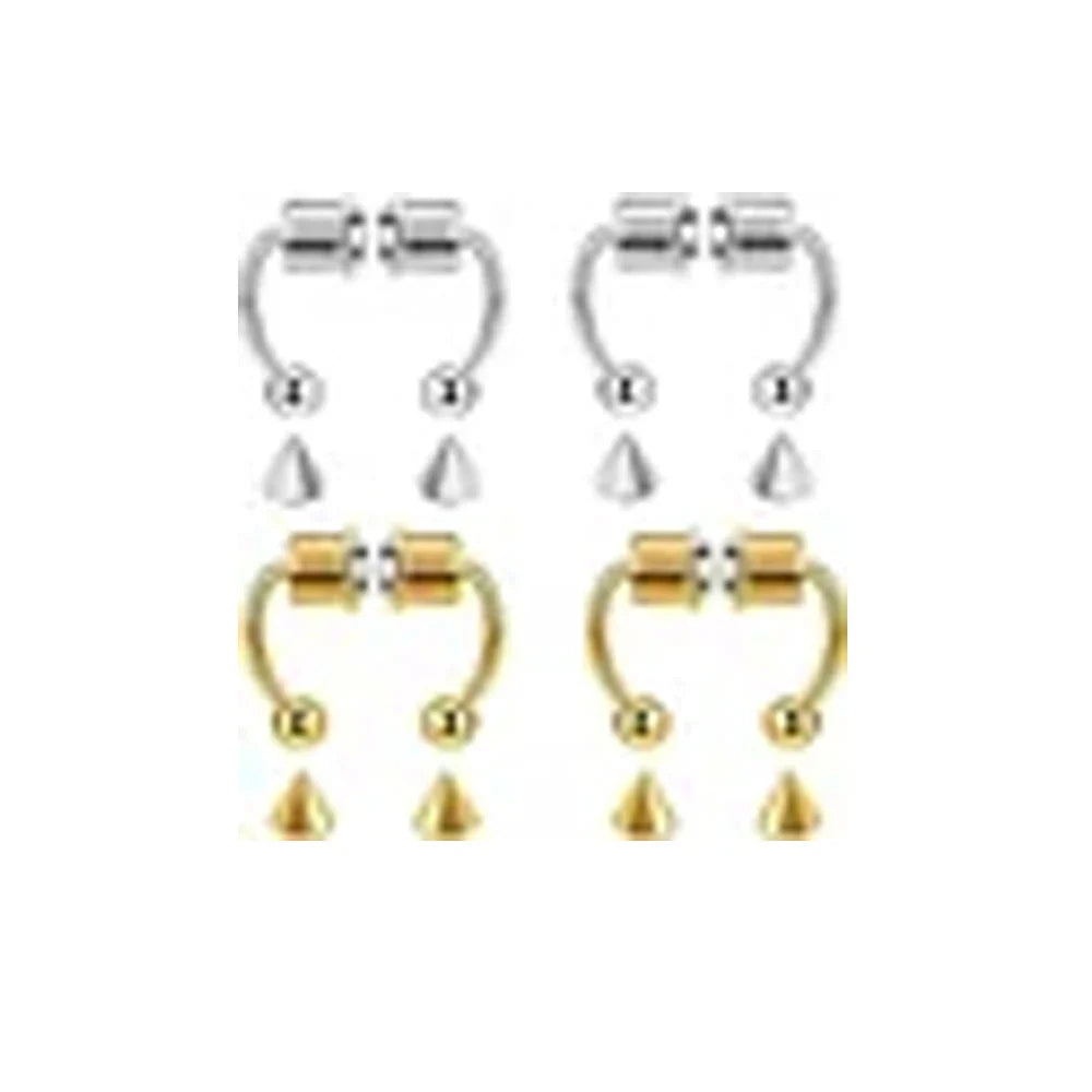 Women Fake Piercing Nose Ring Hoop Septum Non Piercing Nose Clip Rock HipHoop Stainless Steel Magnet Fashion Punk Body Jewelry