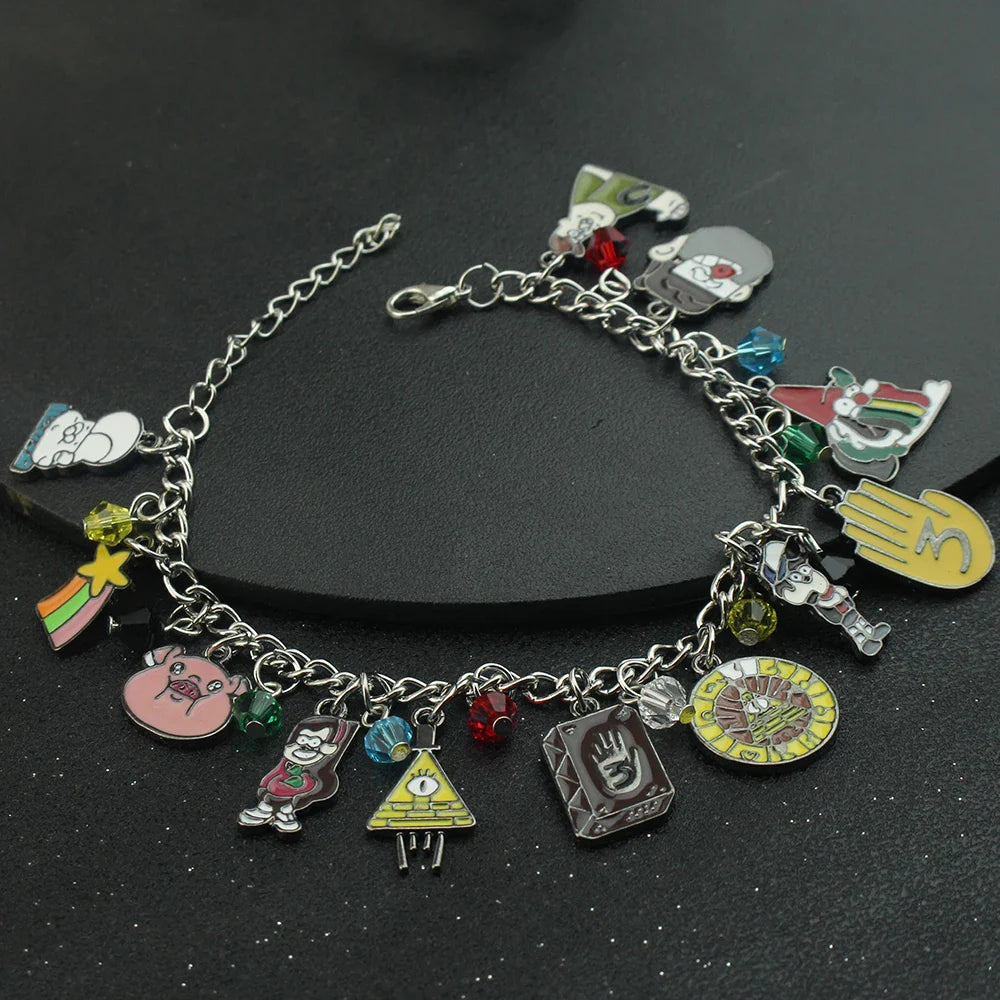 Adventure Animation Gravity Falls Enamel Charm Bracelet Comedy Anime Cartoon Metal Jewellery Accessory Children Gifts