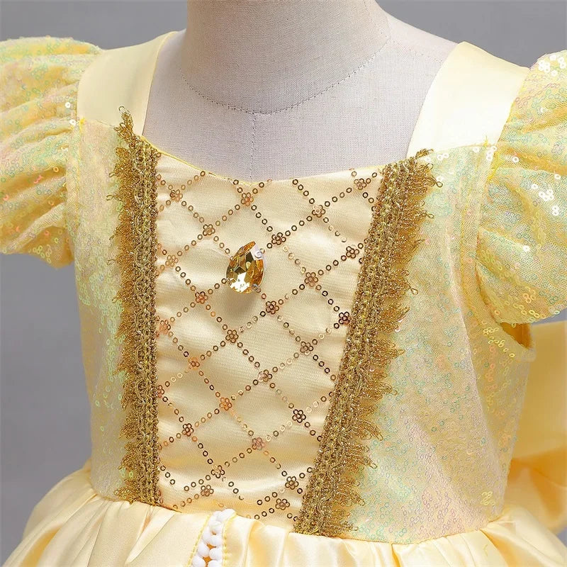 Cinderella Belle Costume for Girls Halloween Disguise Cosplay Rapunzel Princess Dress Baby Christmas Birthday Party Kids Clothes