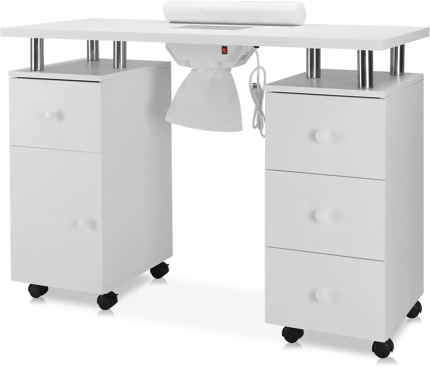 Manicure Table Nail Desk for Nail Tech,Nail Table Station Electric Dust Collector, Nail Makeup Storage for Beauty Salon Acetone