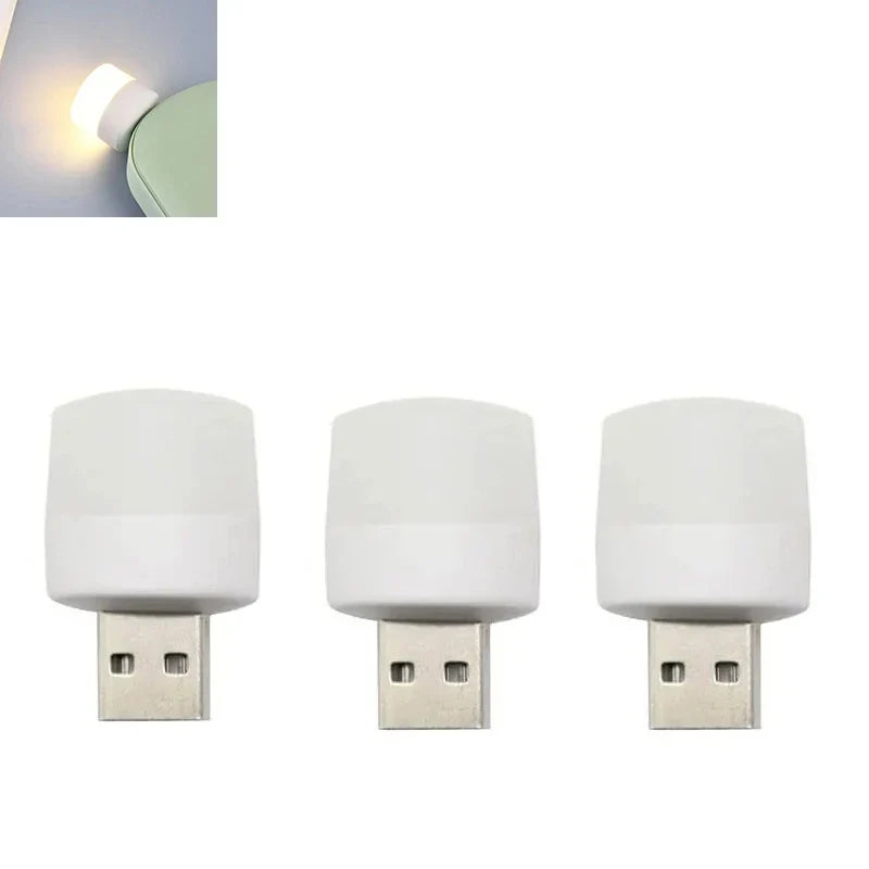 USB Night Light Mini LED Night Light USB Plug Lamp Power Bank Charging USB Book Lights Small Round Reading
