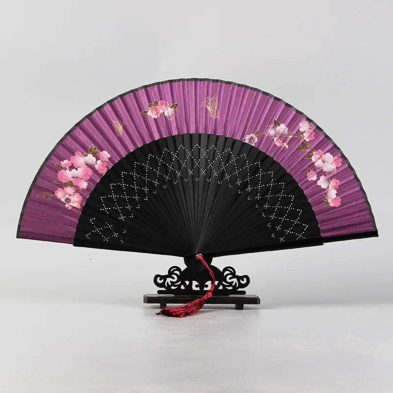 31 Styles Folding Fan Black Japeneses Ladies Silk Hand Fans High Quality Bamboo Crafts Wedding Dance Home Decor Ornament