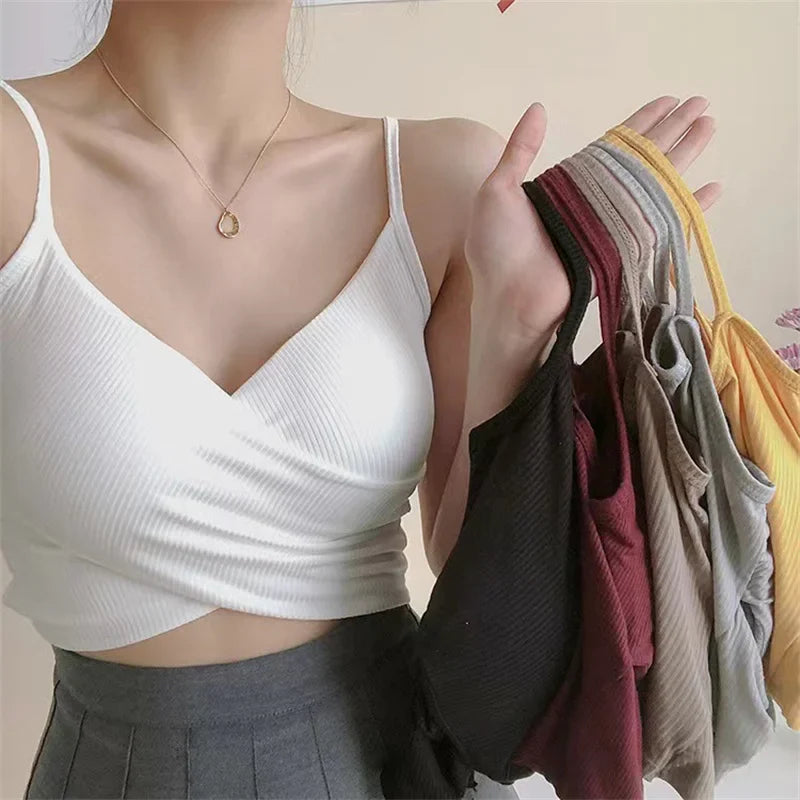 Women Summer Tanks Camis Vest Fashion Casual Sleeveless Ladies Street Tanks Tops Tees Hotsweet Bra B3191