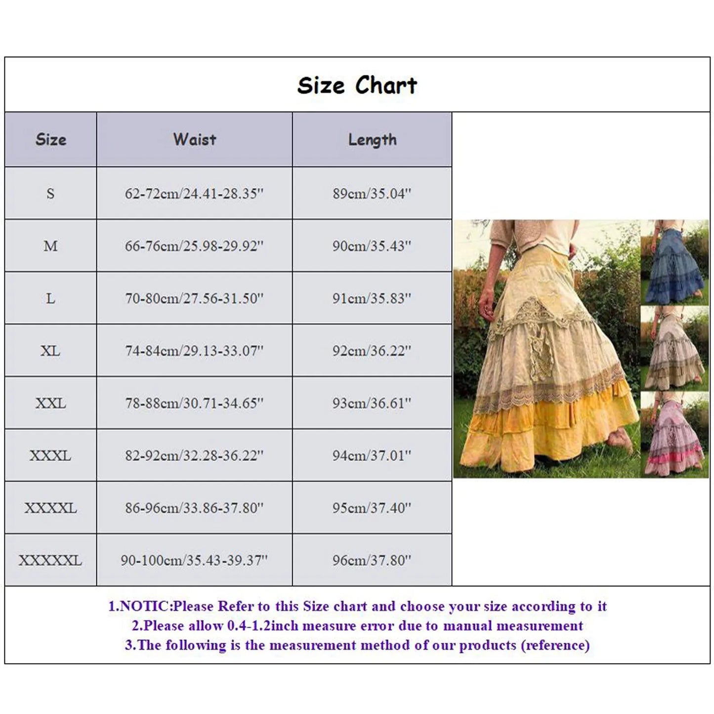 Women's 2025 Summer Boho Tiered Long Lace Skirt Maxi Flared Long Skirts For Women Fairy Casual Patchwork Layered Long Skirts