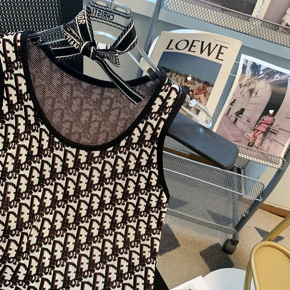Summer New Bow Outer Wear Spandex Tank Top Strapless Top For Women Fashion Sensibility Niche Knittank Vest