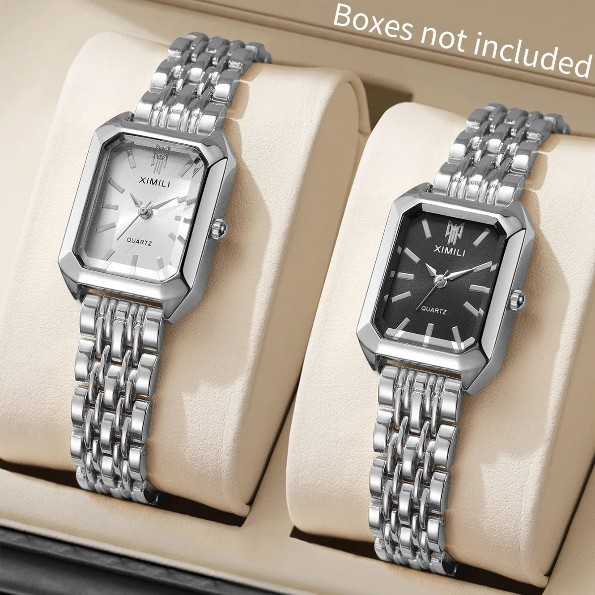 1/2/4PCS Luxury Women Watches Fashion Rectangle Woman Quartz Watch Stainless Steel Band Wristwatches Reloj Mujer（Without Box）