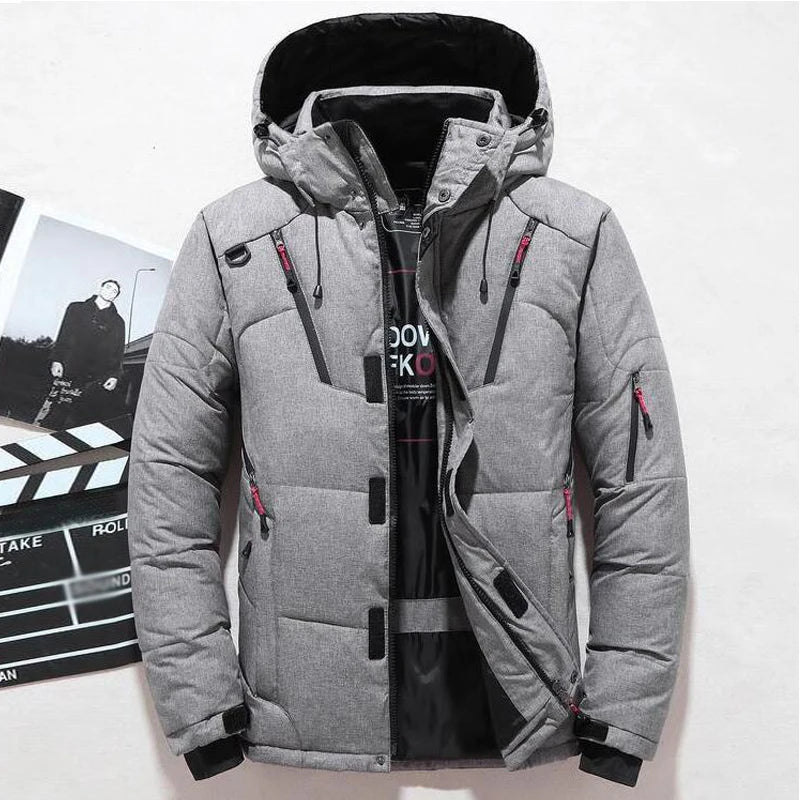 -20 Degree Down Jacket Male  Parkas White Duck Down Jacket, Hooded Thick Warm Padded  Coat Oversize M-4XL.