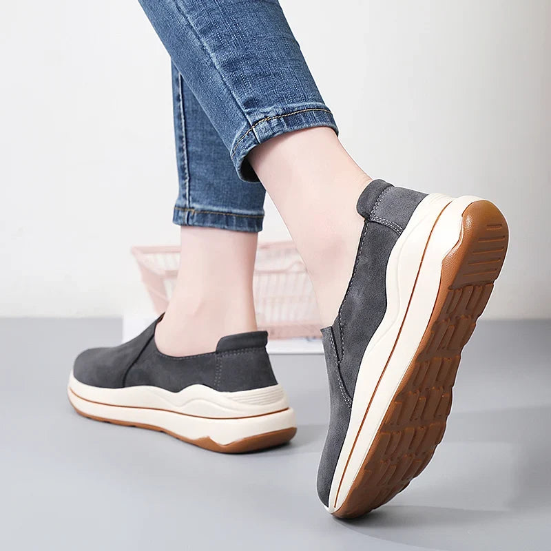 Women's Spring & Autumn Flat Shoes Ladies Thick Bottom Wedge Loafers Slip-On Casual Moccasins Creepers