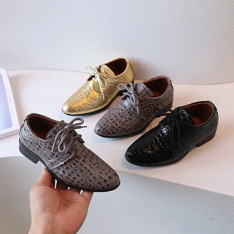 Children Leather Shoes for Boys, Pointed-toe Casual, Spring and Autumn 2023 Performance Shoes.