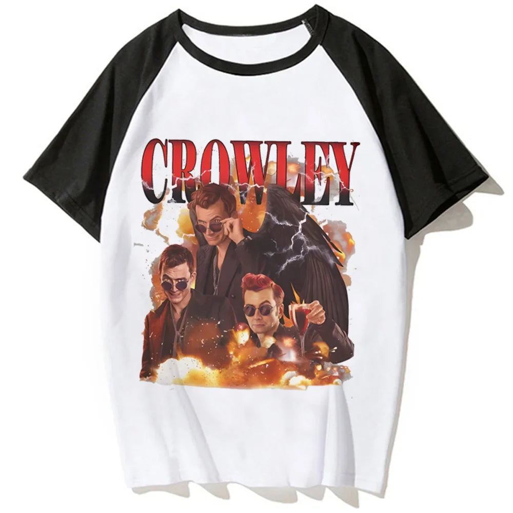 Good Omens t-shirts women summer streetwear Japanese top girl anime funny manga clothing