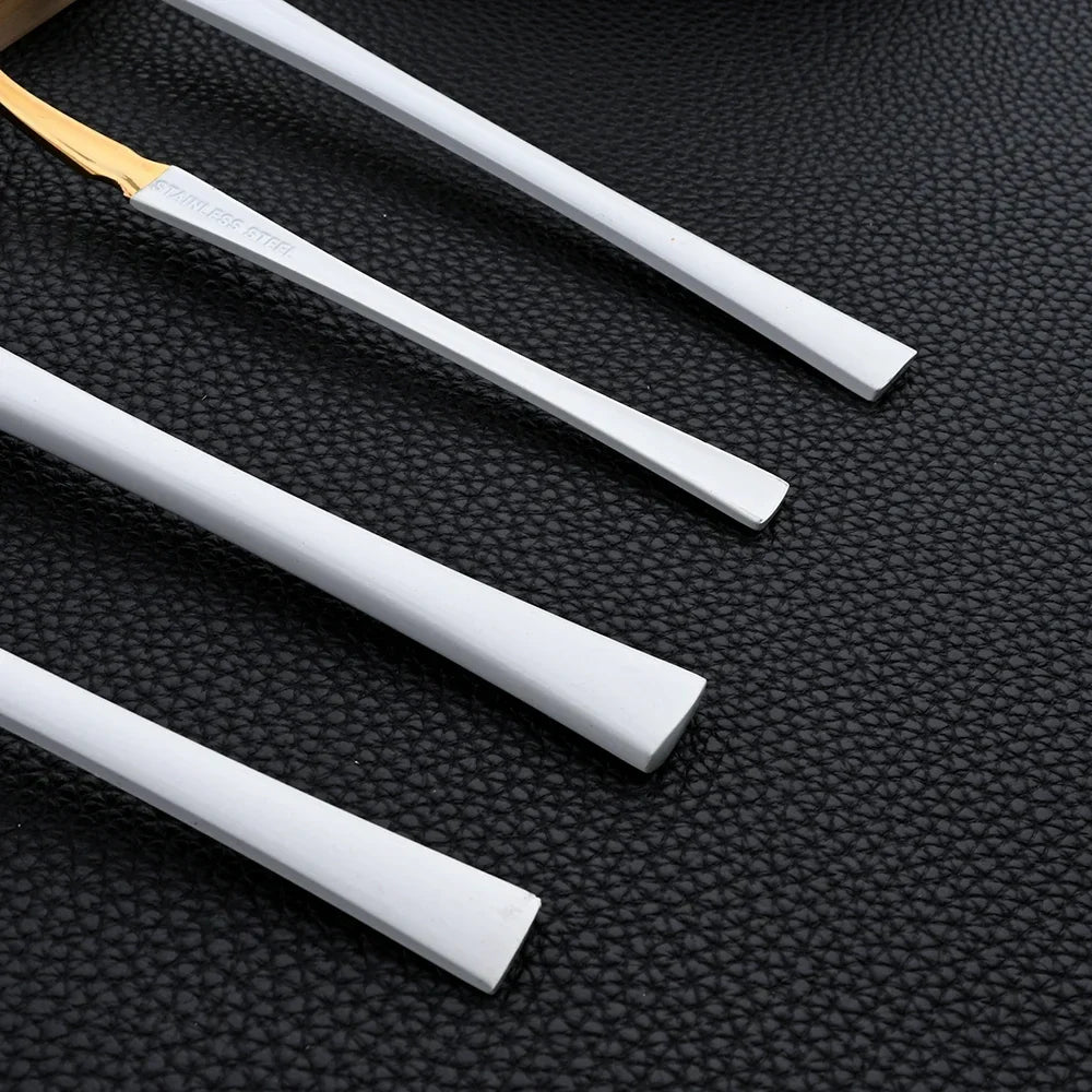 16Pcs Dinnerware Set, Stainless Steel, Western Black, Set  Spoon ,Fork, Knife Tableware.