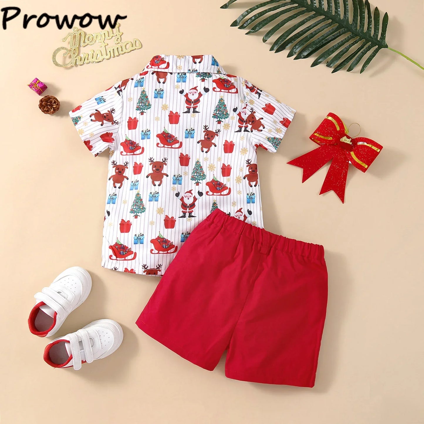 Toddler Boys Christmas Outfits Sets For Kids Short Sleeve Deer Outfit For Children Baby