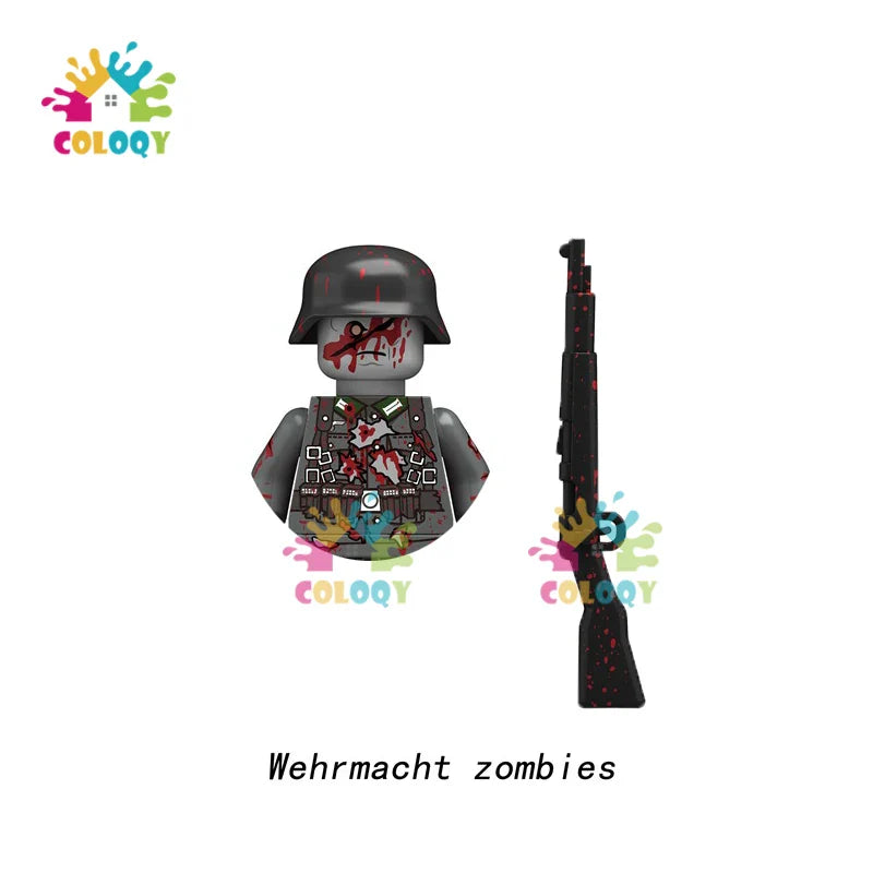 Kids Toys Zombies Building Blocks Line Infantry Soldiers Mini Action Figures Toys For Halloween Gifts For Boys