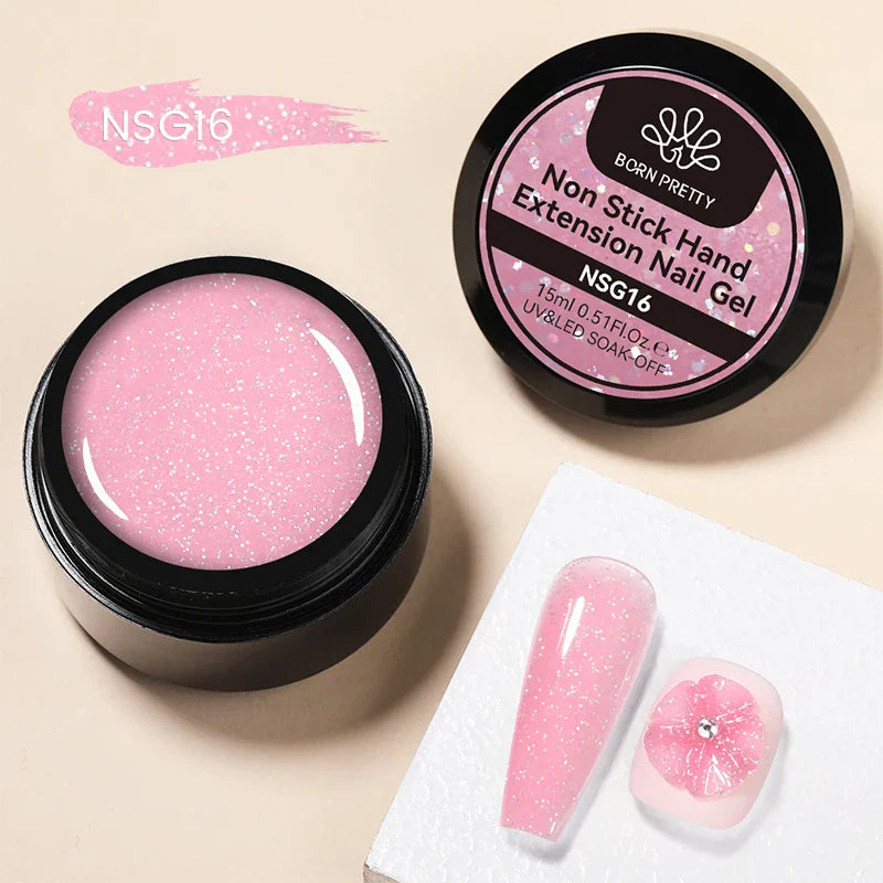 BORN PRETTY Non Stick Hand Solid Extension Nail Gel Polish Clear Pink Nude Aurora Luminous 3D Modeling Carving Nail  Gel