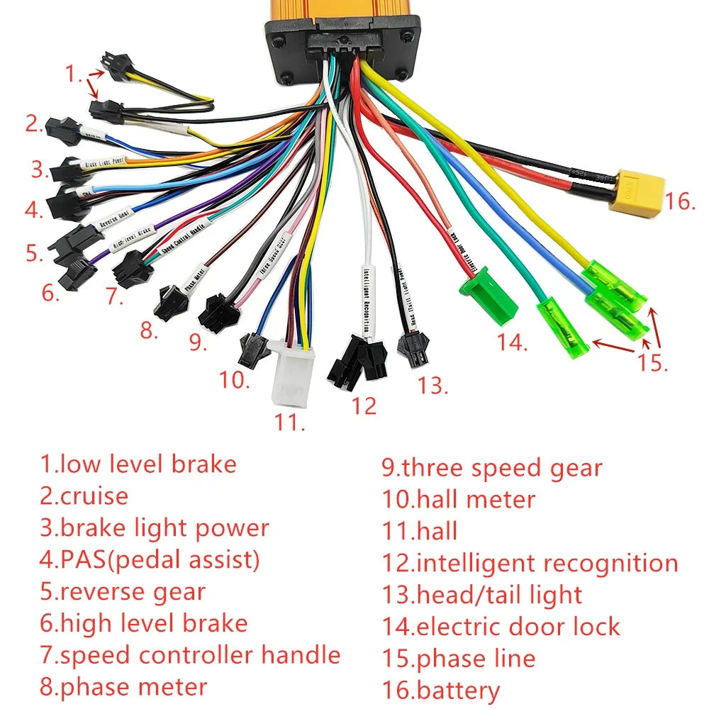 Electric Bike/Bicycle E-bike E-scooter Brushless Controller 24V 36V 48V 60V 250W 350W 10A 12A 13A 15A 18A 20A