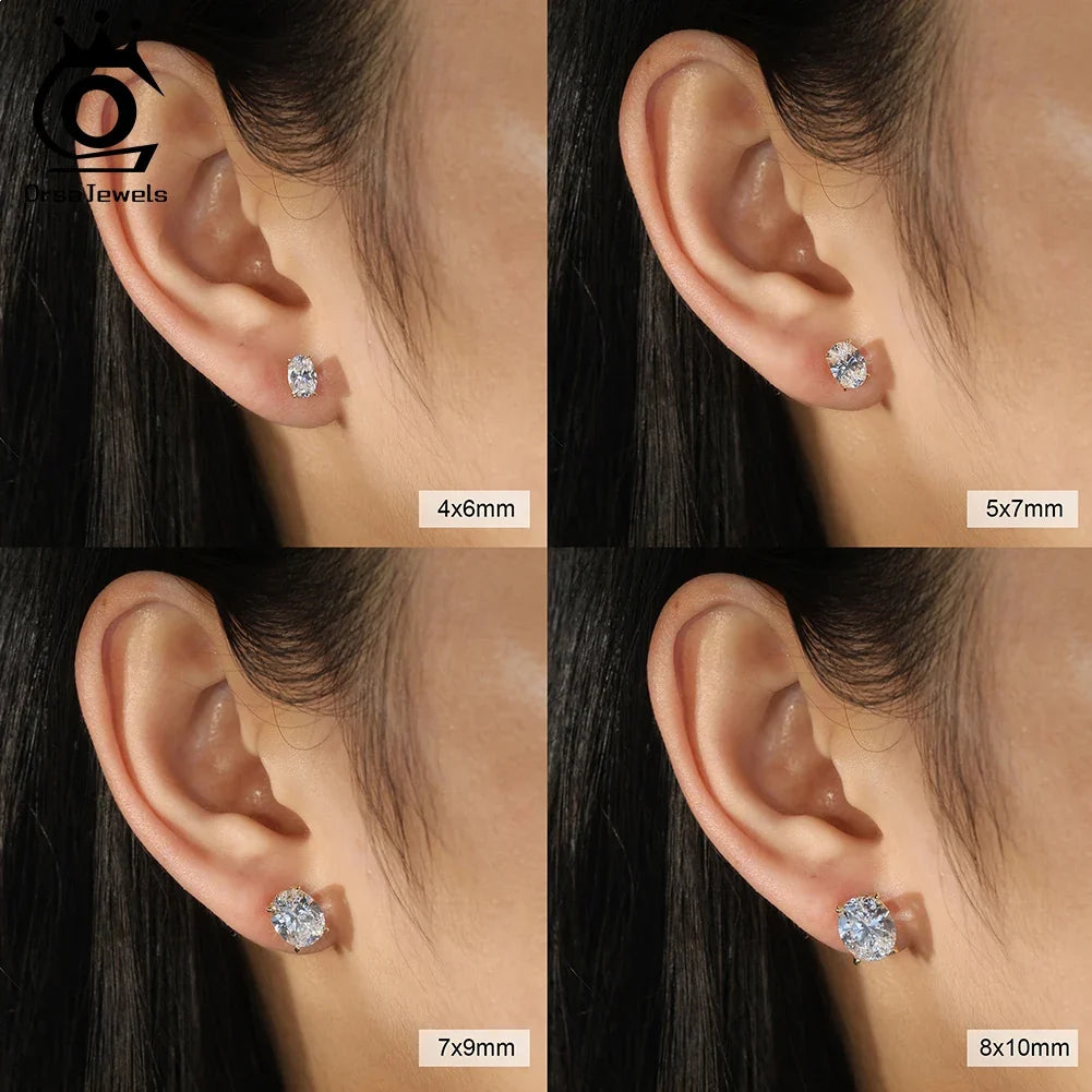 ORSA JEWELS Exquisite 925 Sterling Silver Zircon Earrings for Women Shiny 8A Premium Cubic Zirconia Earrings Party Jewelry LZE03