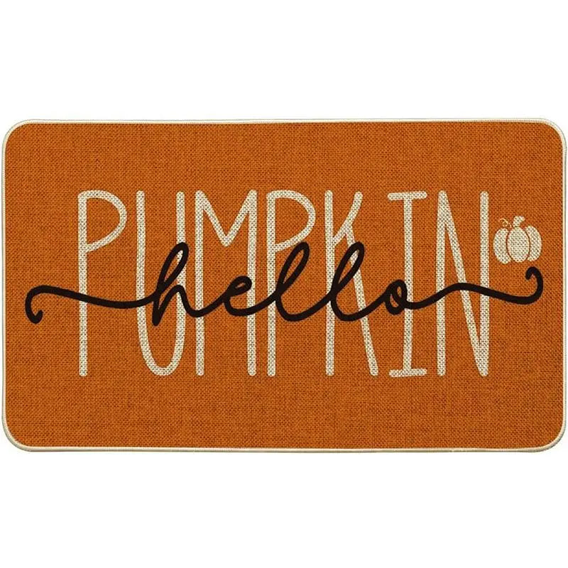 Hello Pumpkin Fall Doormat Autumn Home Decor Rug Harvest Thanksgiving Carpet for Bedroom Living Room Kitchen Entrance Door Mat