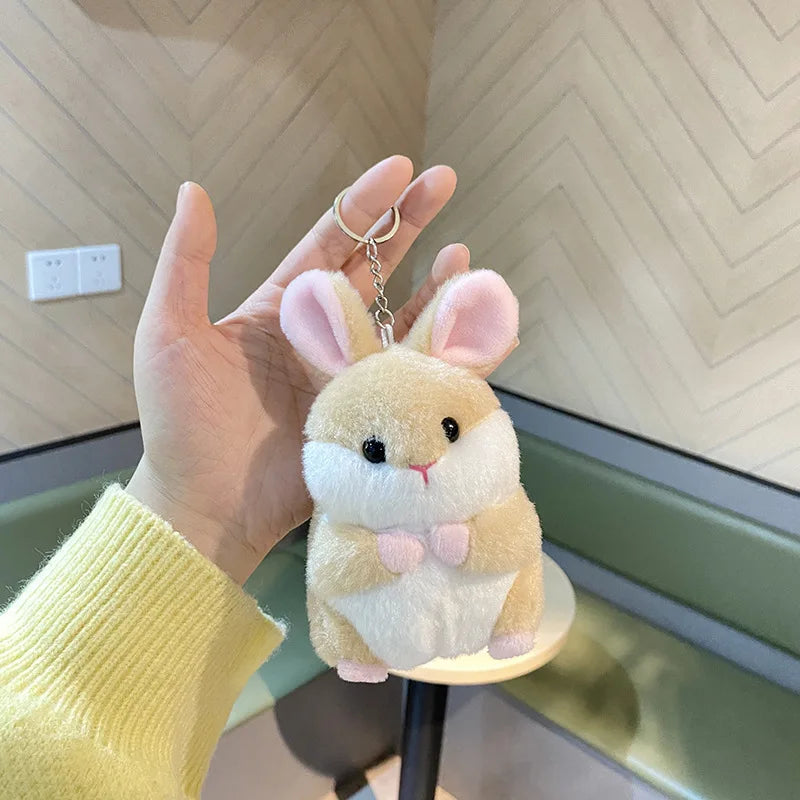 10CM Mini Fluffy Hamster Keychain Women Girl Cute Pompom Rabbit Key Chain On Bag Car Trinket Jewelry Wedding Party Kids Toy Gift