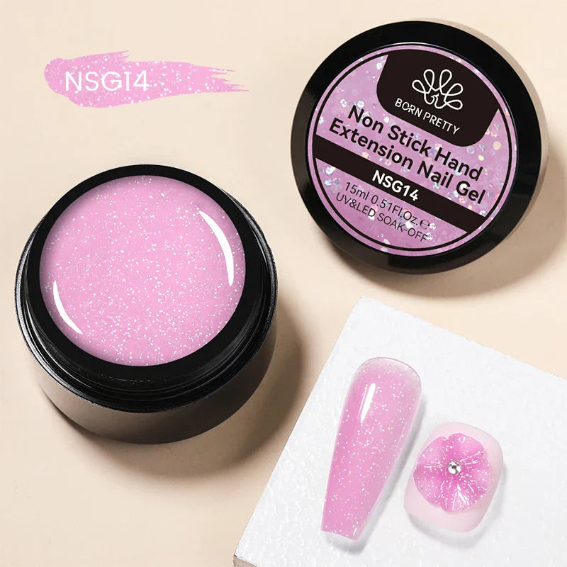 BORN PRETTY Non Stick Hand Solid Extension Nail Gel Polish Clear Pink Nude Aurora Luminous 3D Modeling Carving Nail  Gel