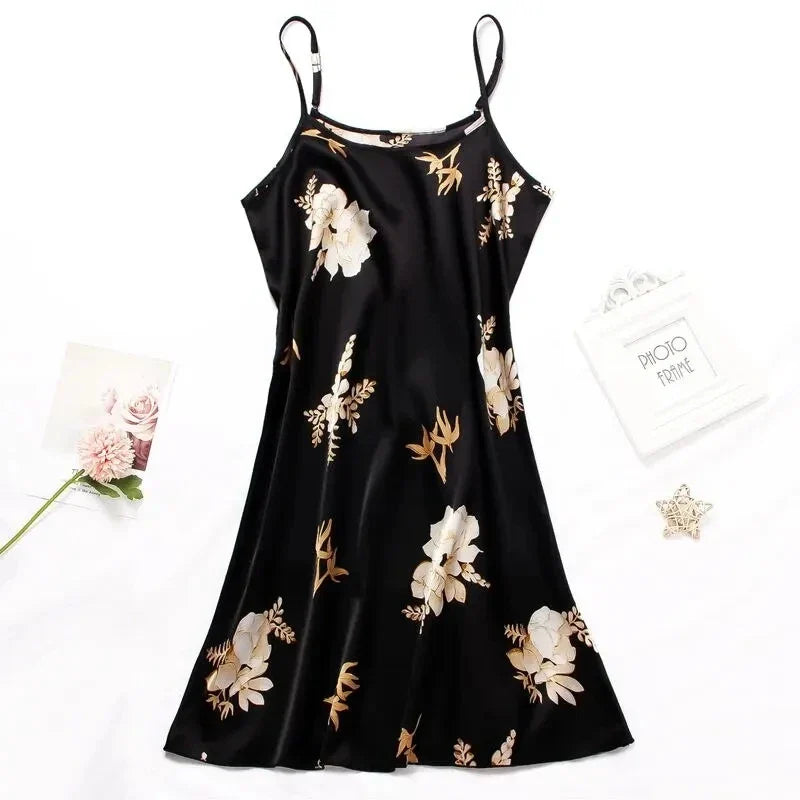 Women Nightwear Clothes Sexy Black Nightdress For Woman