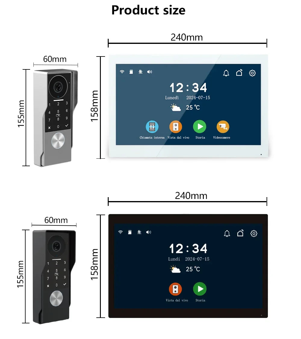 ANJIELO 2-Wire Video Door Phone with TUYA App IC Card PIN Unlock 24 IP Camera Support Smart Video Intercom System for Home 1080P