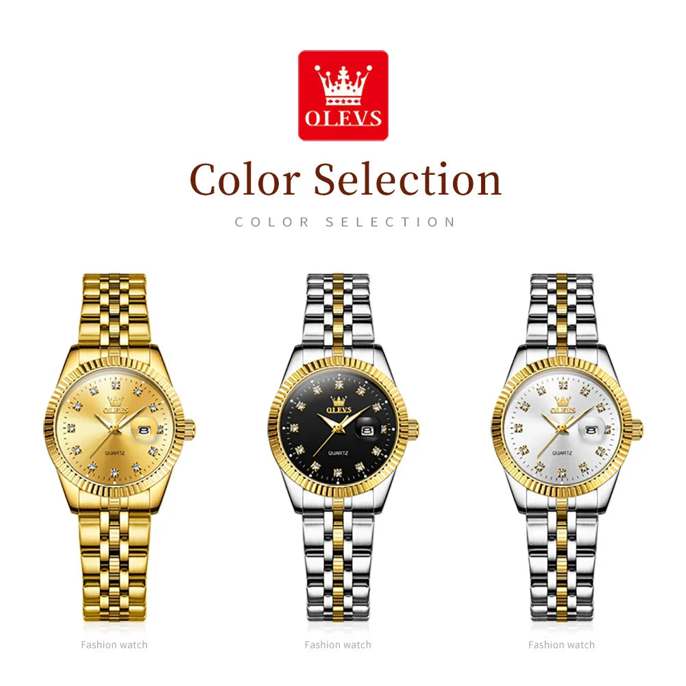 OLEVS Hot sale Women's Watches Luxury Diamond Elegant Women Wristwatch Stainless Steel Waterproof Luminous Ladies Watch Jewelry